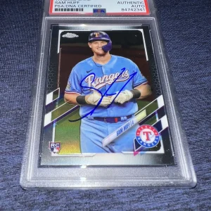Sam Huff Signed 2021 Topps Chrome Rookie Trading Card RC Rangers PSA/DNA