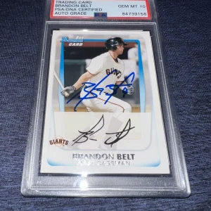 Brandon Belt Signed 2011 1st Bowman Trading Card Topps SF Giants PSA/DNA Gem 10