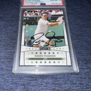 Roger Federer Signed 2018 Leaf Stars Trading Card Superstar PSA/DNA Gem Mint 10