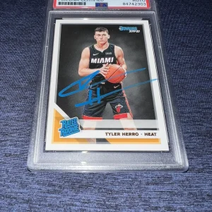 Tyler Herro Signed 2019 Donruss Rated Rookie Trading Card RC Heat PSA/DNA