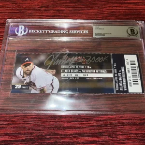 John Smoltz Signed 3,000 K Ticket Stub 4/22/08 Atlanta Braves HOF Beckett
