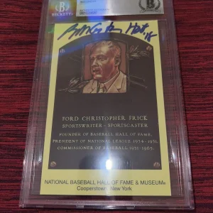 Bob Costas Signed Official Baseball HOF Plaque Postcard Ford Frick Beckett #2