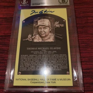 Tom Glavine Signed Official Baseball HOF Plaque Postcard Atlanta Braves BAS #2