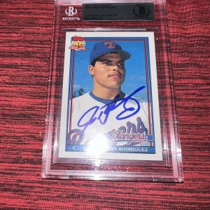Ivan Rodriguez Signed 1991 Bowman Rookie Card Texas Rangers HOF Beckett