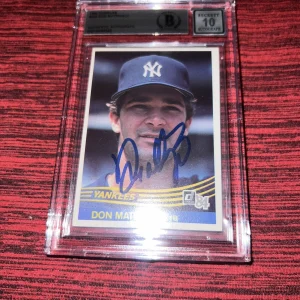 Don Mattingly Signed 1984 Donruss Rookie Card New York Yankees Beckett Gem 10