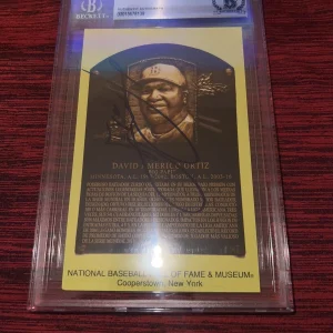 David Ortiz Signed Official Baseball HOF Plaque Postcard Boston Red Sox BAS #2