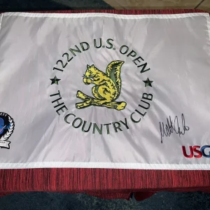 Matt Fitzpatrick Signed Official 2022 US Open Flag The Country Club Beckett #3