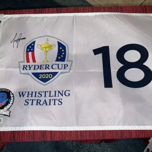 Tony Finau Signed Official 2020 Ryder Cup Flag Whistling Straits Beckett
