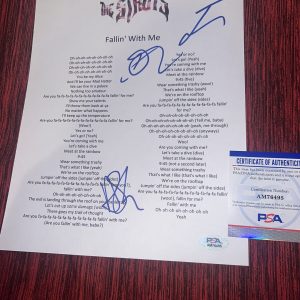 The Struts Signed Lyric Sheet Adam, Gethin & Jed “Fallin’ With Me” PSA/DNA