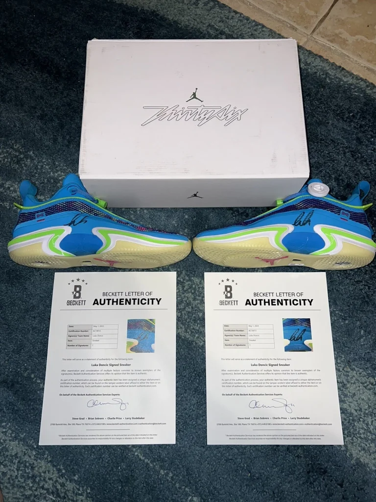 Luka Doncic Signed Shoes Air Jordan 36 Size 11 Dallas Mavericks Star Beckett LOA