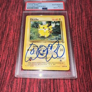 Steve Aoki Signed Official Pokemon Trading Card 1999 60 Jungle Pikachu PSA #2