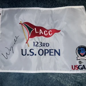 Wyndham Clark Signed Official 2023 US Open Flag LACC Los Angeles Beckett