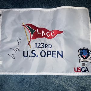 Wyndham Clark Signed Official 2023 US Open Flag LACC Los Angeles Beckett #2