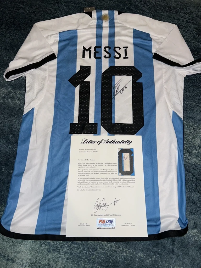 Lionel “Leo” Messi Signed 2022 World Cup Argentina Jersey GOAT Miami PSA/DNA
