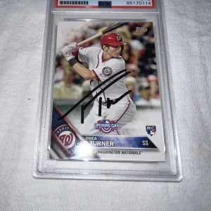 Trea Turner Signed 2016 Topps Rookie Card Nationals Phillies PSA/DNA