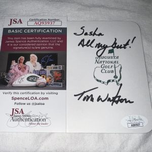 Tom Watson Signed Masters Scorecard PGA Masters Champion 1977 & 1981 JSA Auth
