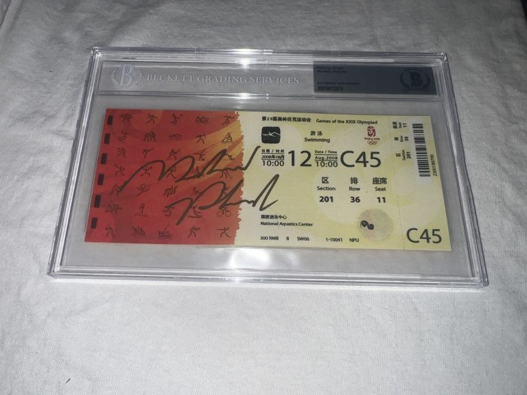 Michael Phelps Signed Beijing 2008 Olympic Ticket 28 Gold Medals USA Beckett #2