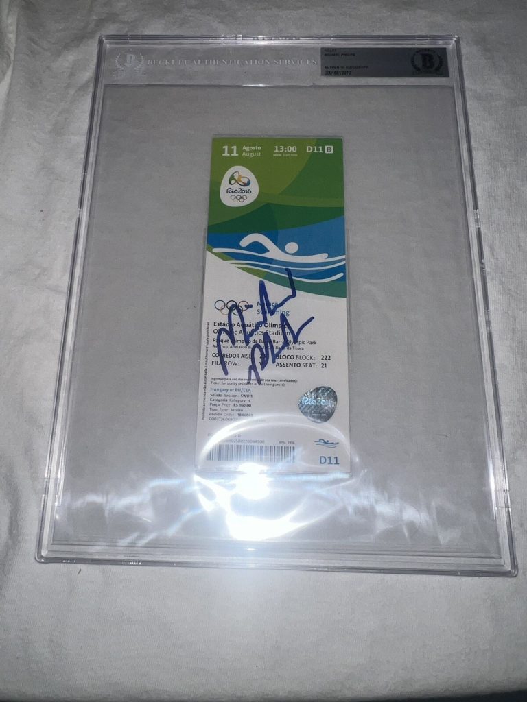 Michael Phelps Signed Rio 2016 Olympic Ticket 28 Gold Medals USA Beckett