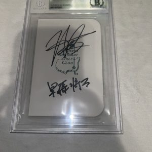 Hideki Matsuyama & Shota Hayafuji Signed Masters Scorecard Masters 2021 Beckett