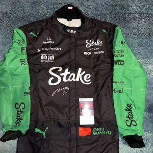 Zhou Guanyu Signed Full Size Stake F1 Race Suit Kick Sauber Superstar JSA Auth