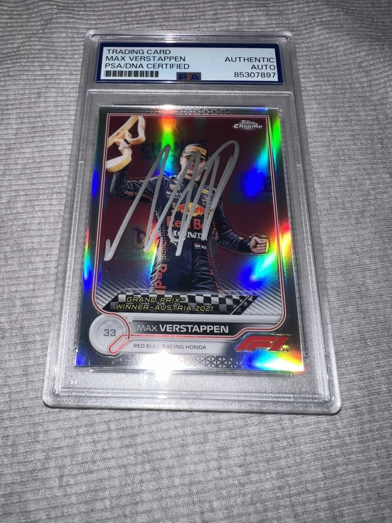 Max Verstappen Signed 2023 Topps Chrome F1 Card #159 Rainbow Foil PSA/DNA