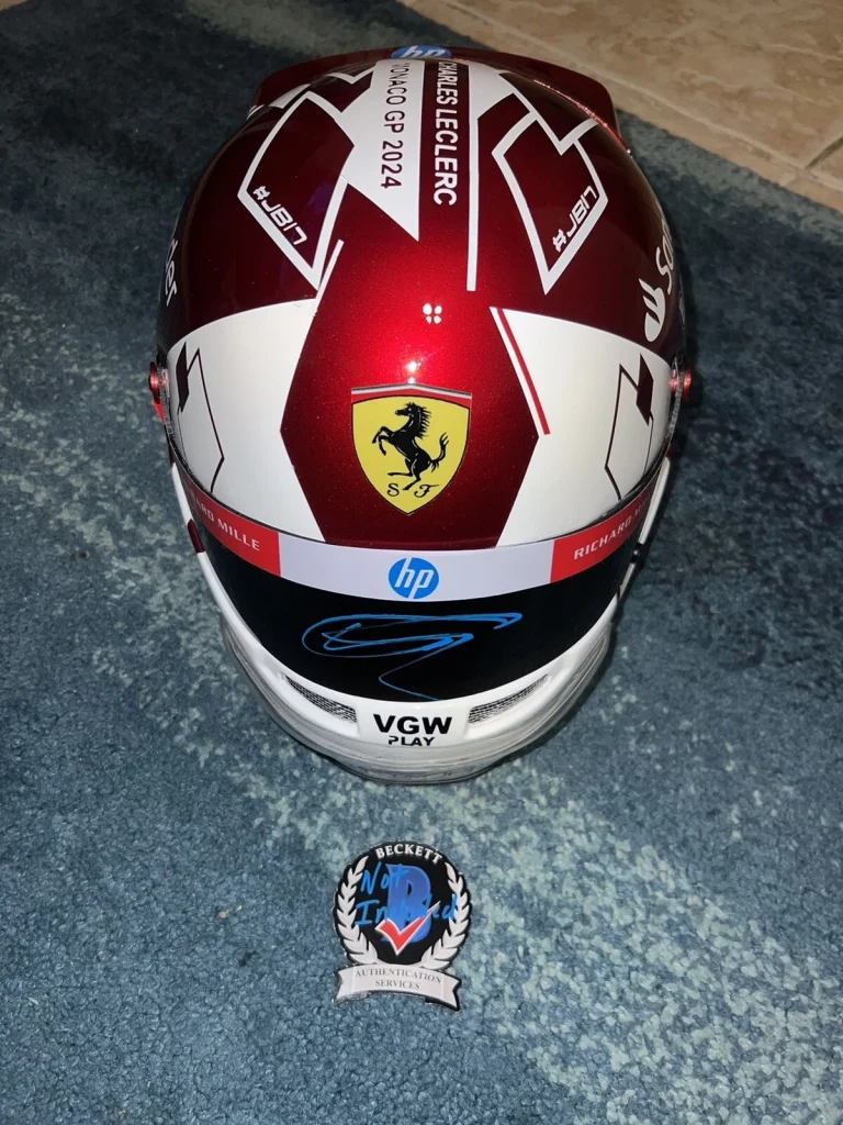Charles Leclerc Signed 1:1 Full Size Helmet 2024 Monaco GP Ferrari Winner BAS