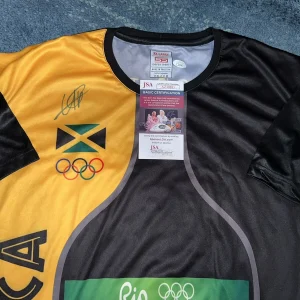 Usain Bolt Signed Puma Rio Olympics Jersey Gold Medal 8x Jamaica JSA Auth #7