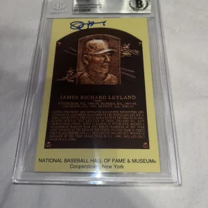 Jim Leyland Signed Official MLB HOF Plaque Postcard Cancelled Auto 10 Beckett #2