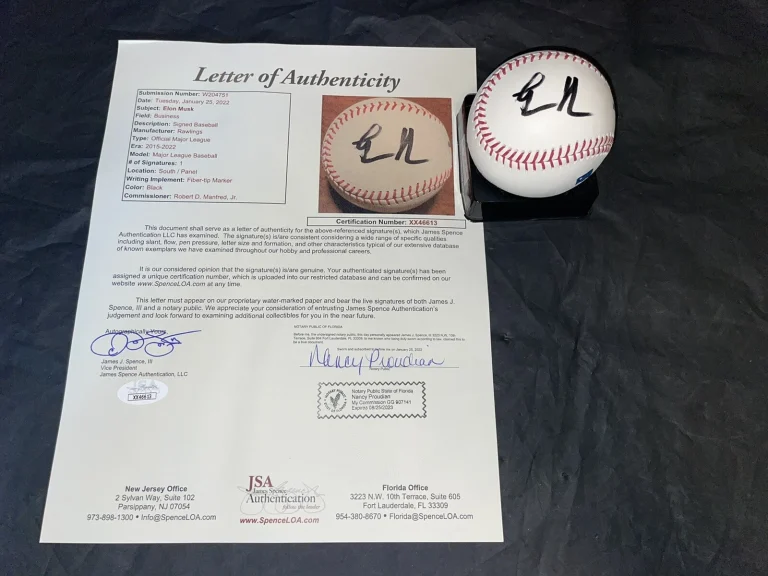 Elon Musk Signed Auto Official Major League Baseball Tesla Owner Billionaire JSA