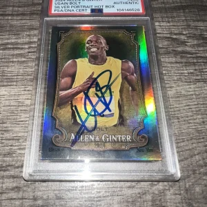 Usain Bolt Signed 2024 Allen & Ginter Trading Card Silver Portrait Hot Box PSA