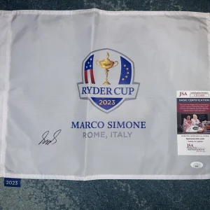 Sepp Straka Signed Official 2023 Ryder Cup Flag Marco Simone Champ JSA #2