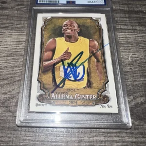 Usain Bolt Signed 2024 Allen & Ginter Trading Card #208 Legend PSA/DNA #8
