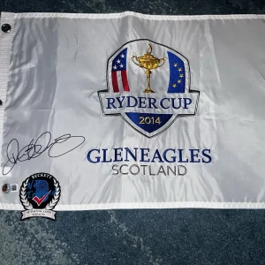 Rory McIlroy Signed Official 2014 Ryder Cup Flag Gleneagles Scotland Beckett