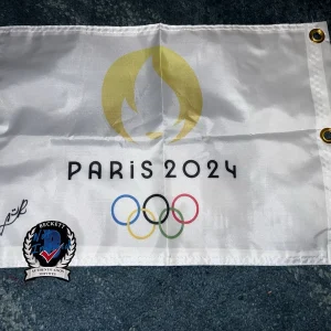 Lydia Ko Signed 2024 Paris Olympics Pin Flag Gold Medal Golf Beckett #2