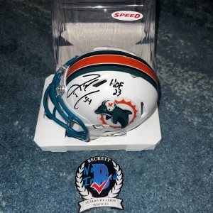 Zach Thomas Signed Official Miami Dolphins Mini Helmet Hall Of Fame Beckett