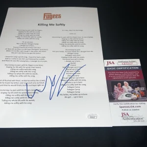 Wyclef Jean signed “Killing Me Softly” Lyric Sheet Music SuperStar Fugees JSA