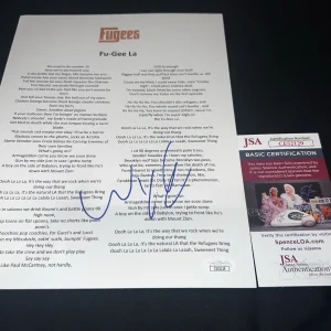Wyclef Jean signed “Fu-Gee La” Lyric Sheet Music SuperStar Fugees JSA