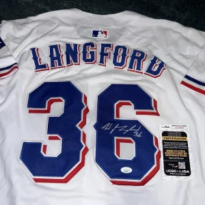 Wyatt Langford Signed Texas Rangers Jersey All Star Slugger JSA Auth #2