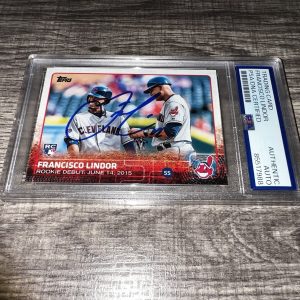 Francisco Lindor Signed 2015 Topps Update Rookie Trading Card Indians PSA/DNA
