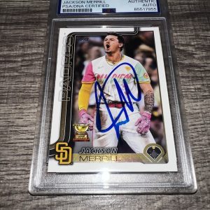 Jackson Merrill Signed 2025 Topps RC Trading Card San Diego Padres PSA/DNA