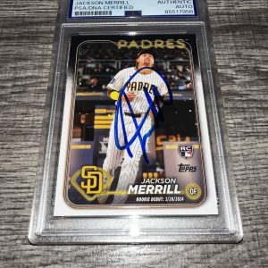 Jackson Merrill Signed 2024 Topps RC Trading Card San Diego Padres PSA/DNA #5