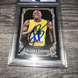 Usain Bolt Signed 2024 Allen & Ginter Trading Card #208 Black Jamaica PSA/DNA #3