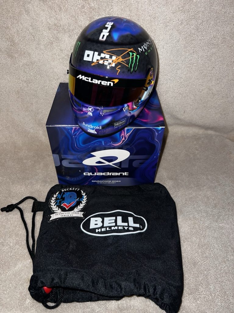 Lando Norris Signed Official 1:2 Mini Helmet 2024 Singapore McLaren Beckett