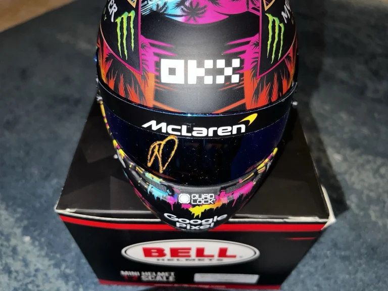 Oscar Piastri Signed Official 2024 Miami GP Mini Helmet 1:2 McLaren JSA Auth