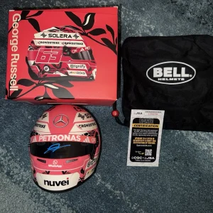 George Russell Signed Official 2025 Miami GP Mini Helmet 1:2 Mercedes JSA Auth