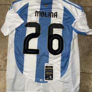 Nahuel Molina Signed Argentina 2022 World Cup Jersey Champs Legend JSA Auth