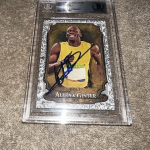 Usain Bolt Signed 2024 A&G Trading Card #208 Foil Filigree Jamaica Beckett