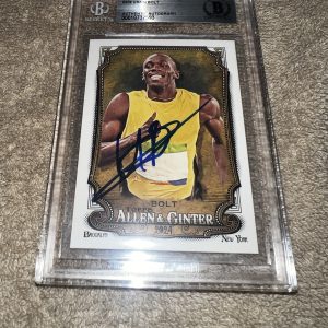 Usain Bolt Signed 2024 Allen & Ginter Trading Card #208 Legend Beckett #2