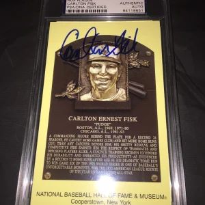 Carlton Fisk Signed Official Baseball HOF Plaque Postcard PSA/DNA Slab Sox #2
