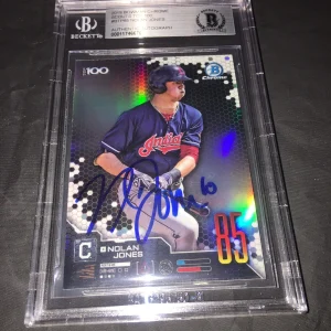 Nolan Jones Signed 2019 Bowman Chrome Baseball Card Indians Beckett Slab
